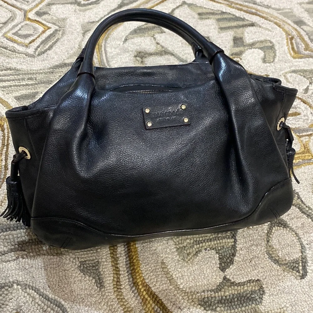 ♠️ Kate spade black leather large satchel bag gorgeous ♠️